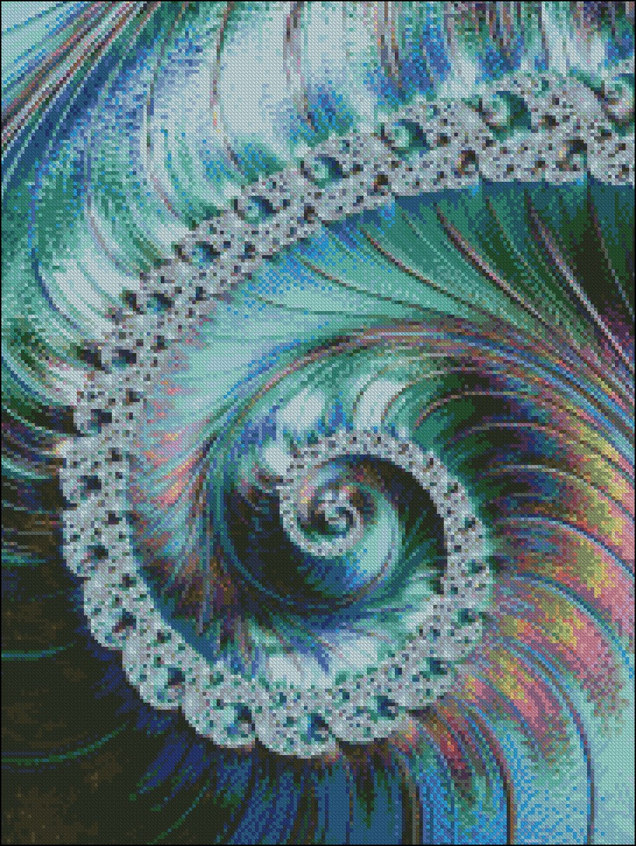 Fractal Spiral 21 - Counted Cross Stitch Patterns Embroidery Crafts Needlework DIY Chart DMC Color