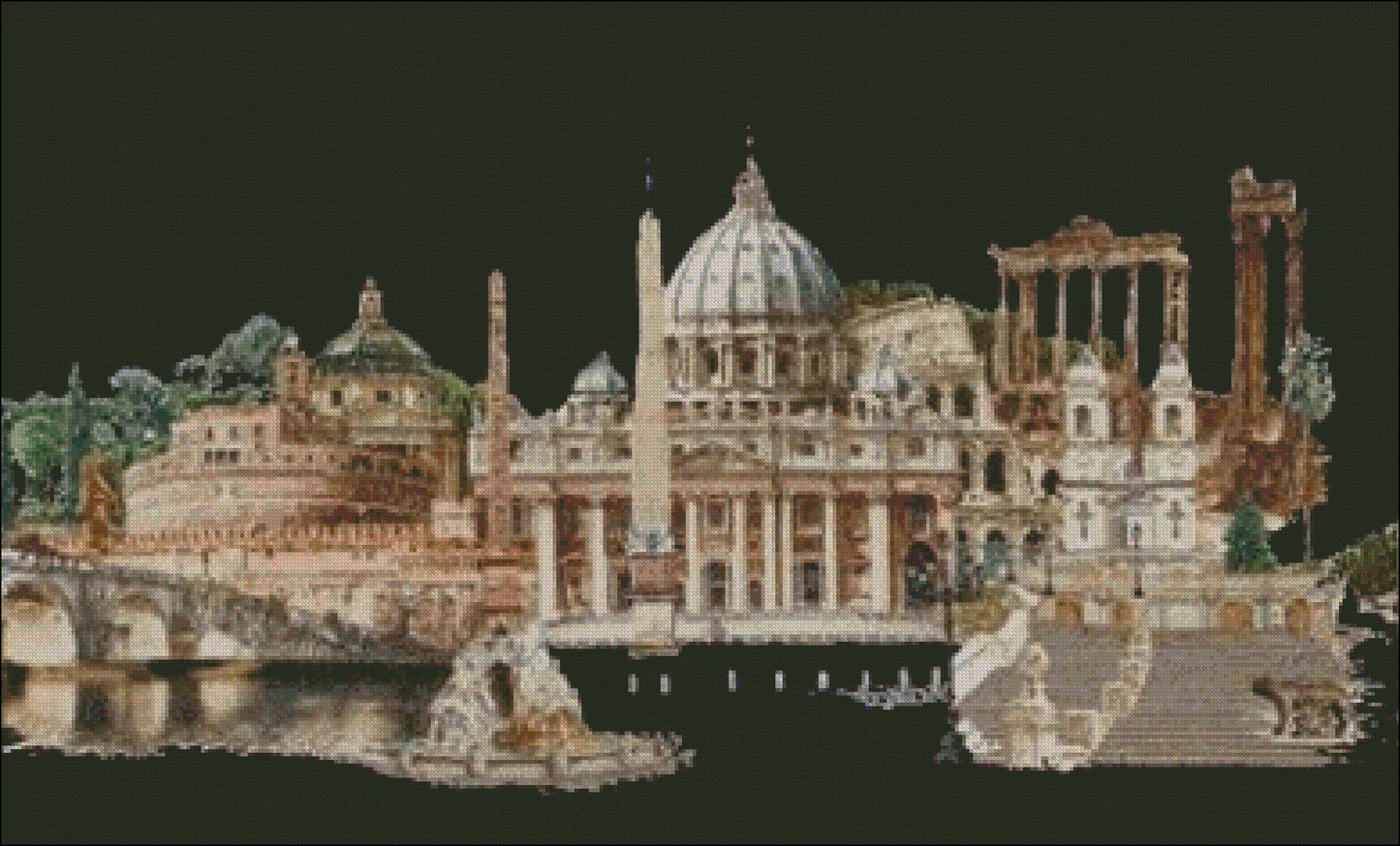 Rome - Counted Cross Stitch Patterns Embroidery Crafts Needlework DIY Chart DMC Color