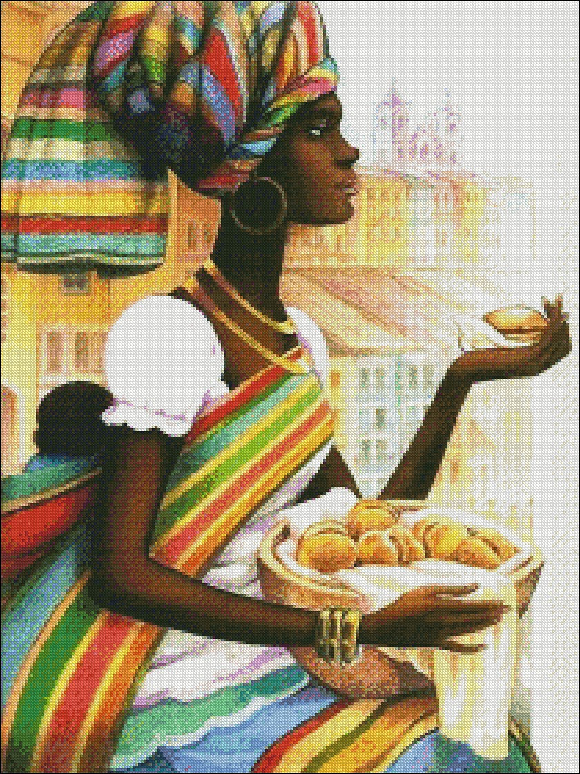 African Woman 2 - Counted Cross Stitch Patterns Embroidery Crafts Needlework DIY Chart DMC Color