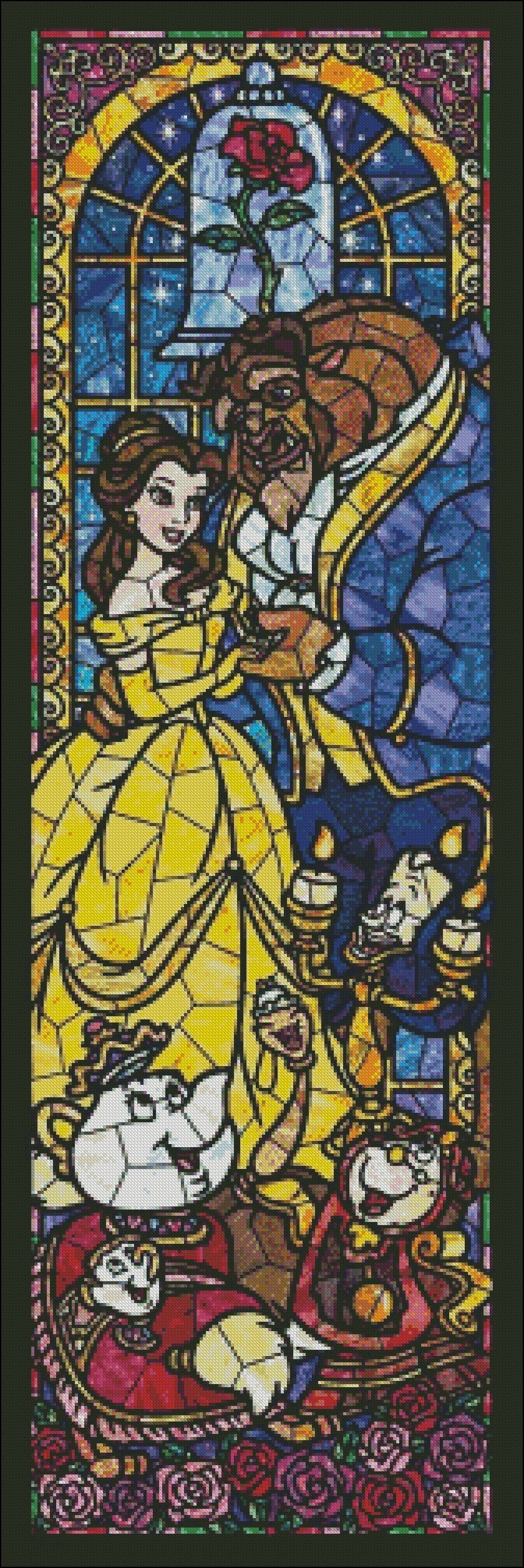 Beauty and the Beast - Counted Cross Stitch Patterns Embroidery Crafts Needlework DIY Chart DMC Color