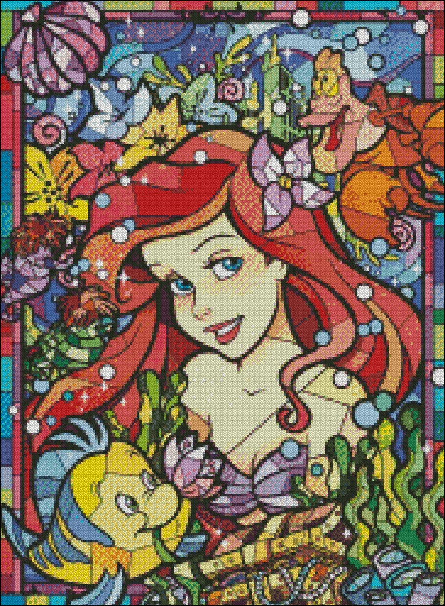 Characters Stained Glass 2-3 - Counted Cross Stitch Patterns Embroidery Crafts Needlework DIY Chart DMC Color