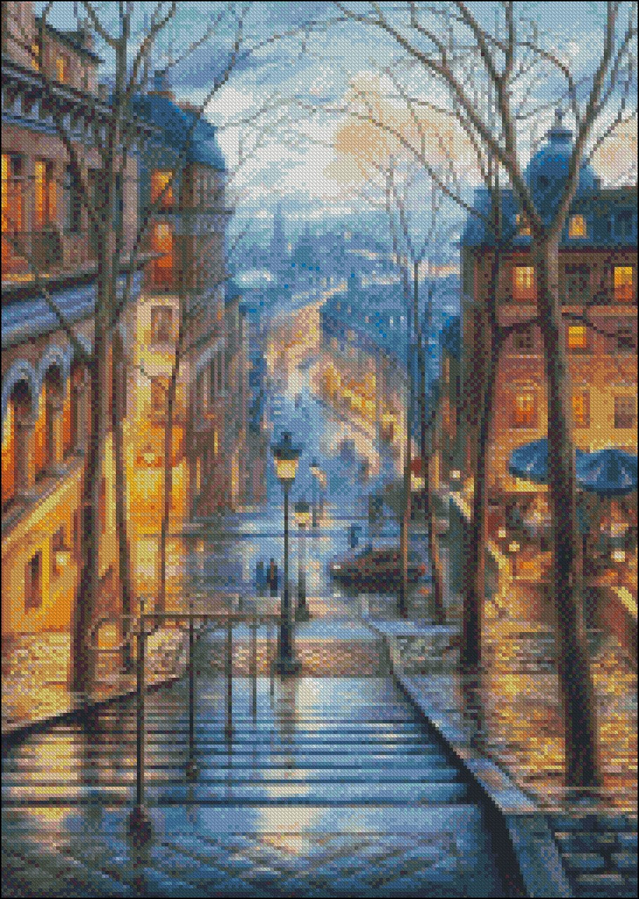 Spring Morning in Montmartre - Counted Cross Stitch Patterns Embroidery Crafts Needlework DIY Chart DMC Color