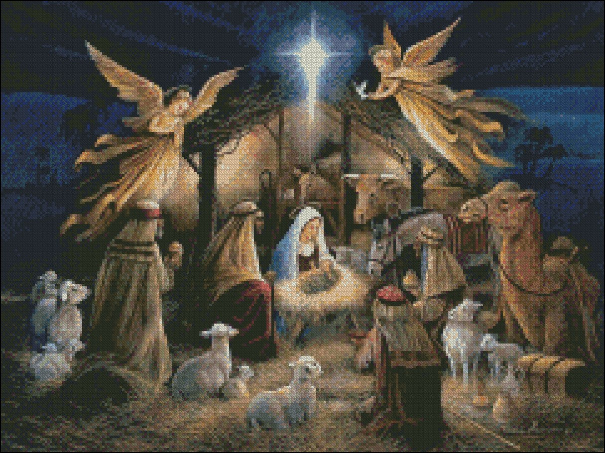 The Nativity - Counted Cross Stitch Patterns Embroidery Crafts Needlework DIY Chart DMC Color