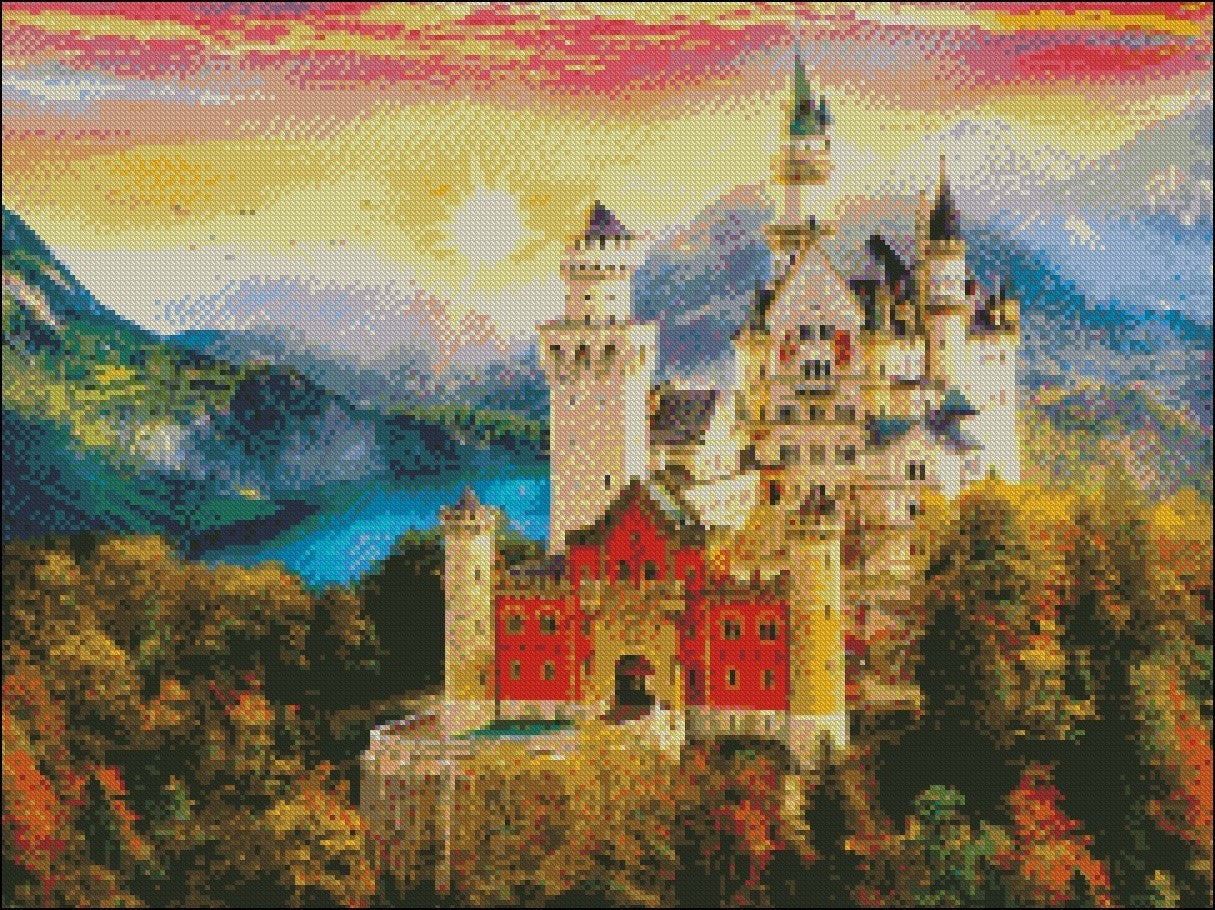 Castle Dream - Counted Cross Stitch Patterns Embroidery Crafts Needlework DIY Chart DMC Color