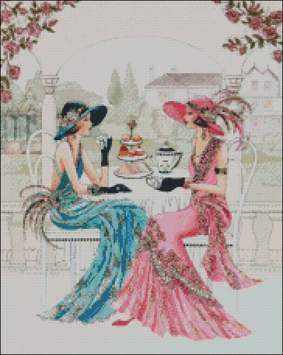 Art Deco Lady 2-12 - Counted Cross Stitch Patterns Embroidery Crafts Needlework DIY Chart DMC Color