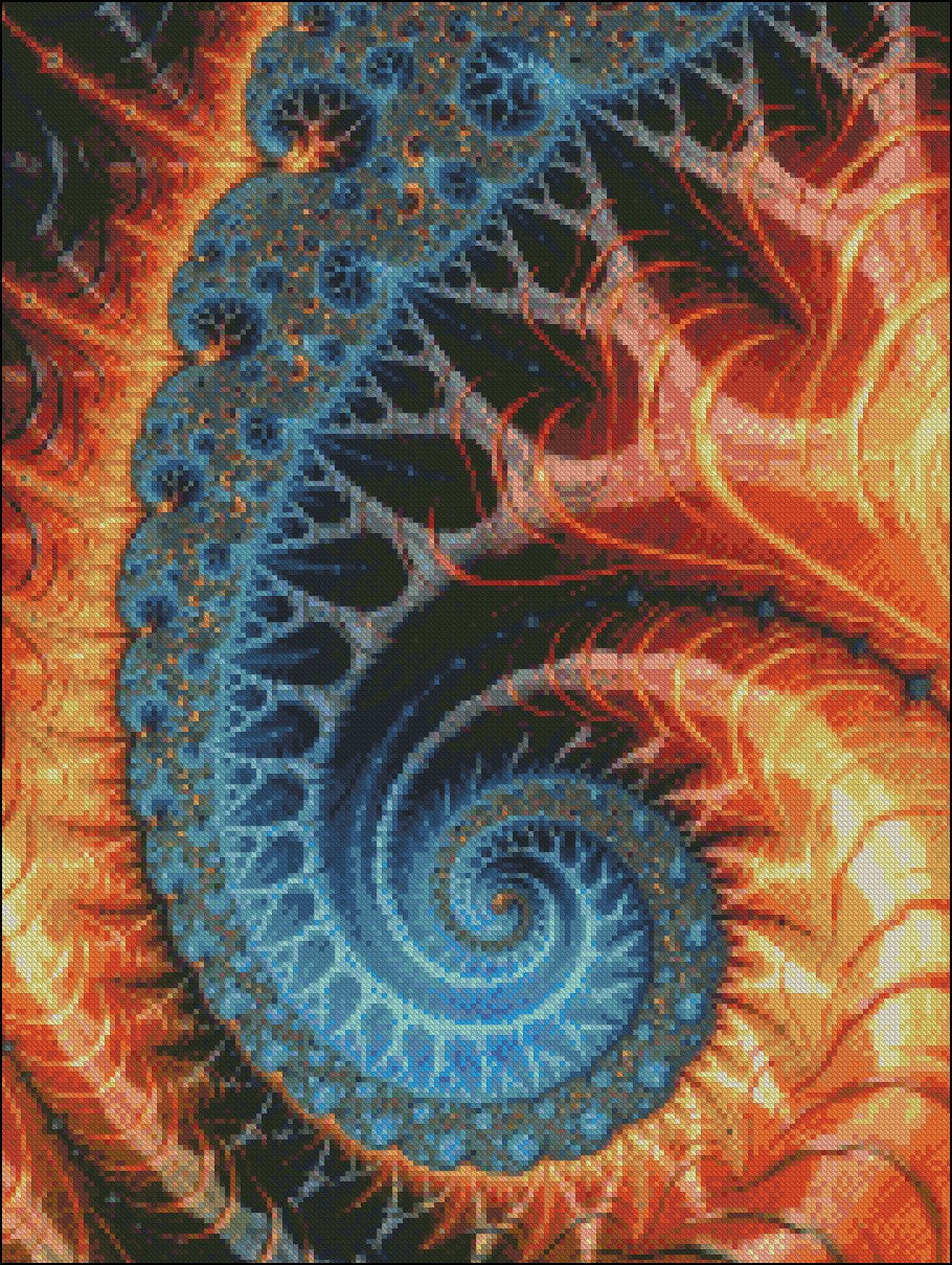 Fractal Spiral 14 - Counted Cross Stitch Patterns Embroidery Crafts Needlework DIY Chart DMC Color