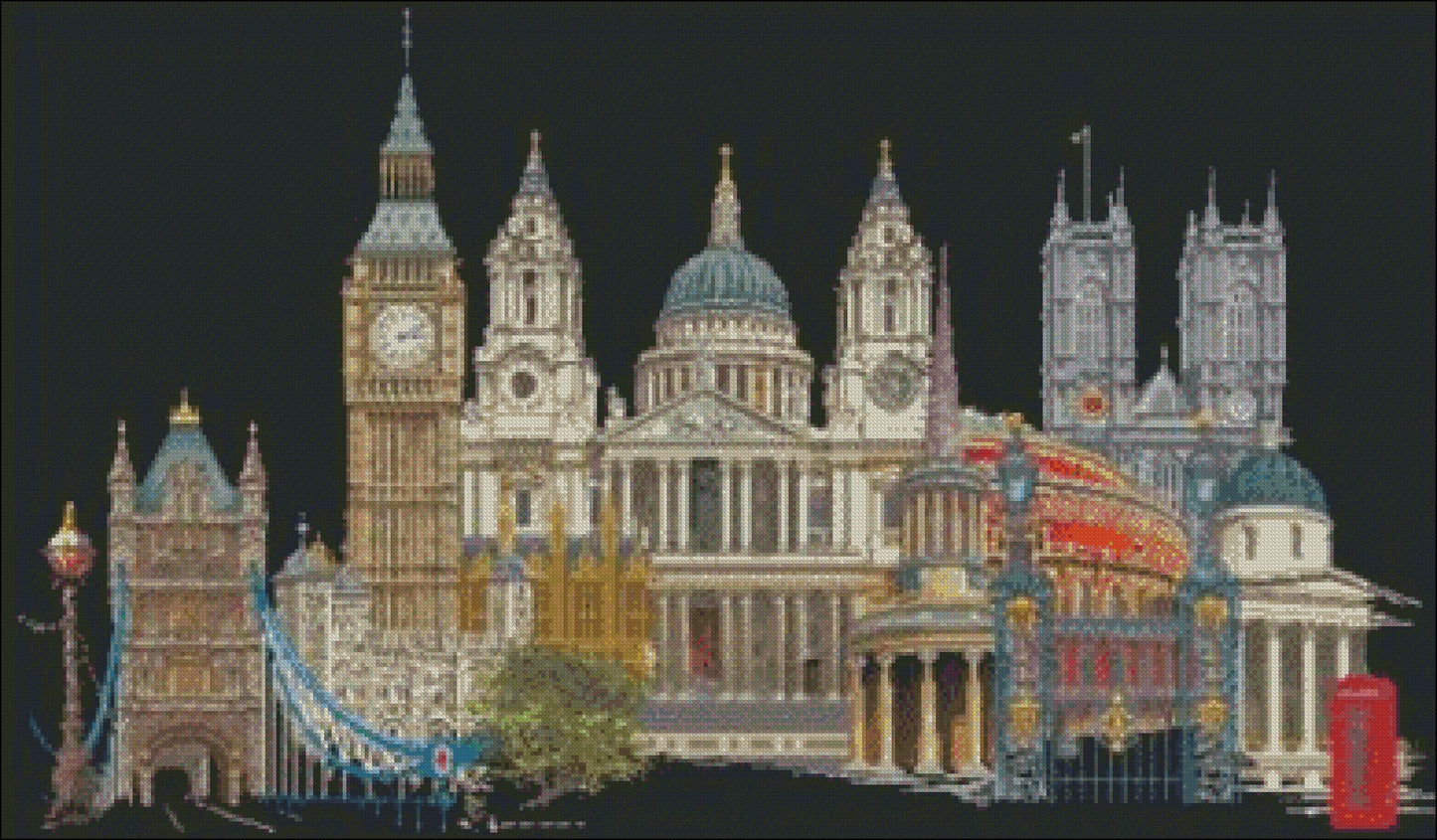 London - Counted Cross Stitch Patterns Embroidery Crafts Needlework DIY Chart DMC Color