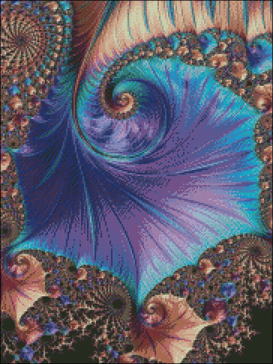 Fractal Spiral 24 - Counted Cross Stitch Patterns Embroidery Crafts Needlework DIY Chart DMC Color