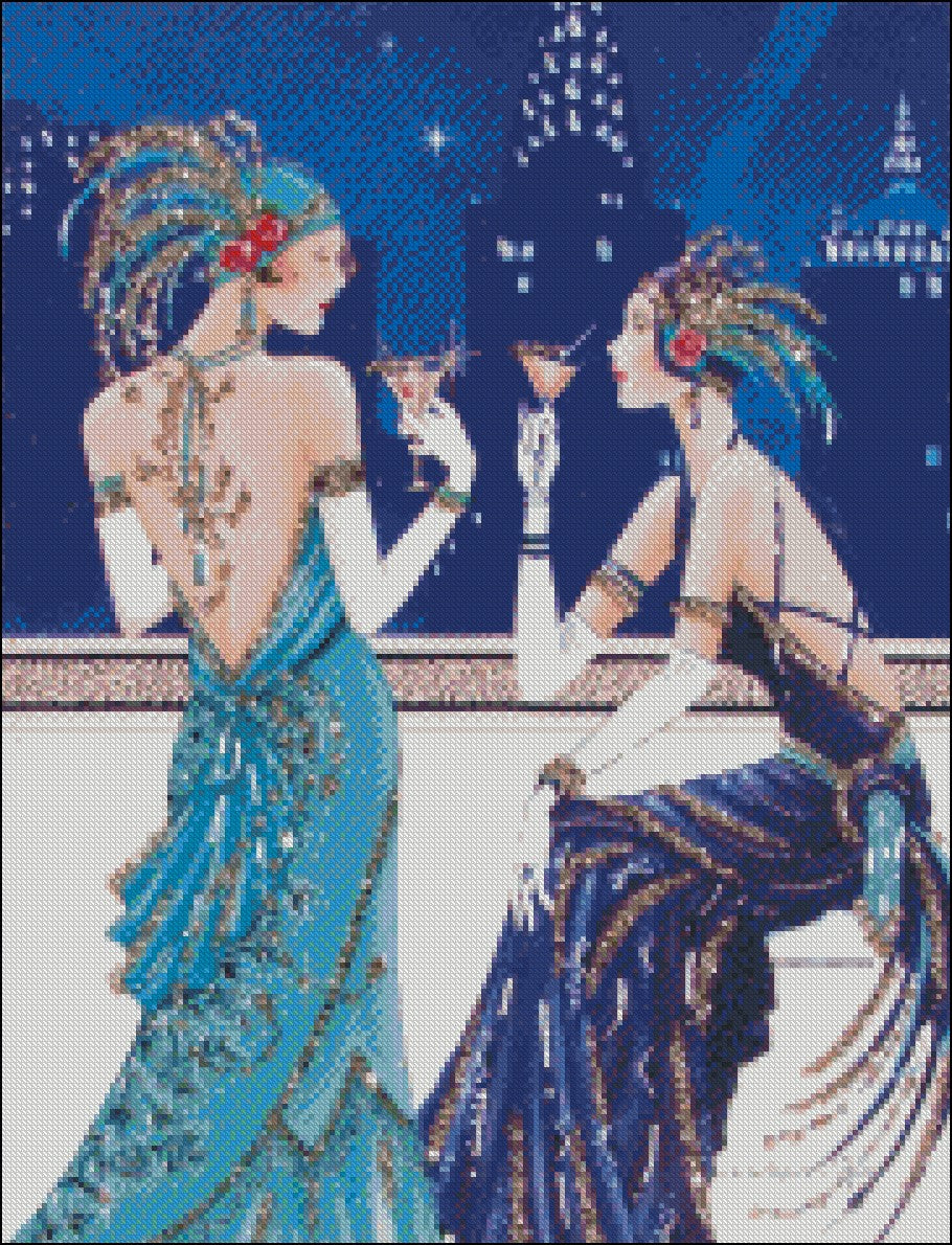 Art Deco Lady 11 - Counted Cross Stitch Patterns Embroidery Crafts Needlework DIY Chart DMC Color