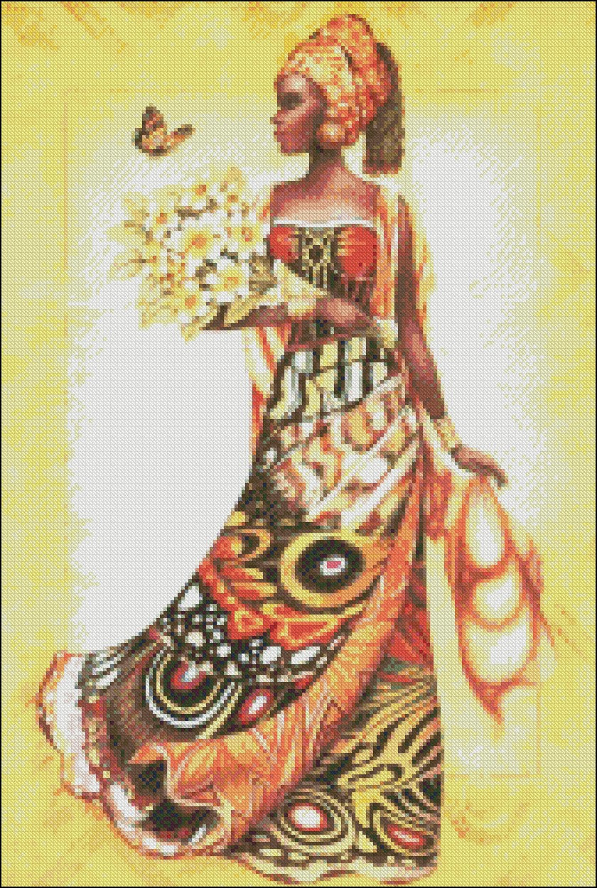 African Woman - Counted Cross Stitch Patterns Embroidery Crafts Needlework DIY Chart DMC Color