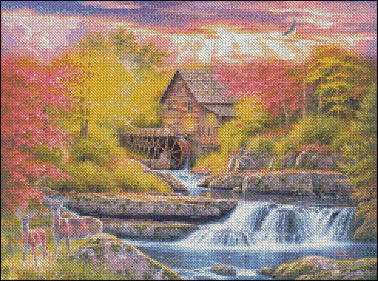 Glade Creek Mill - Counted Cross Stitch Patterns Embroidery Crafts Needlework DIY Chart DMC Color