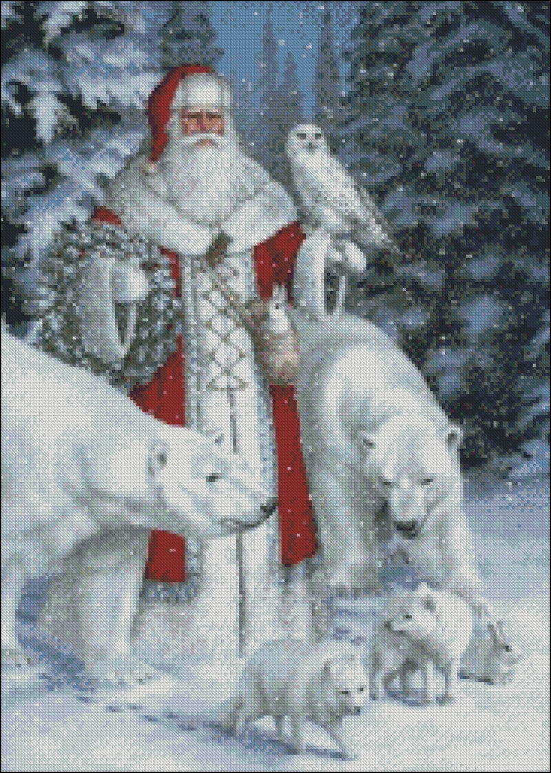 Arctic Santa Claus 4 - Counted Cross Stitch Patterns Embroidery Crafts Needlework DIY Chart DMC Color