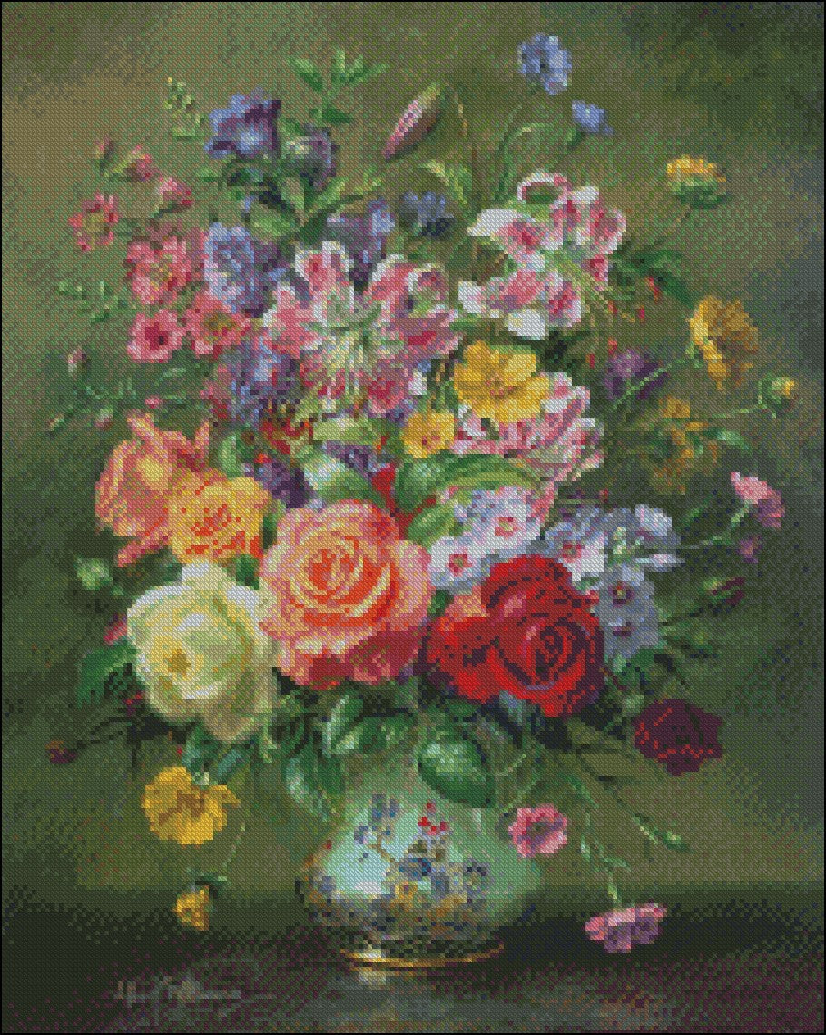 Flowers by Albert Williams 9 - Counted Cross Stitch Patterns Embroidery Crafts Needlework DIY Chart DMC Color