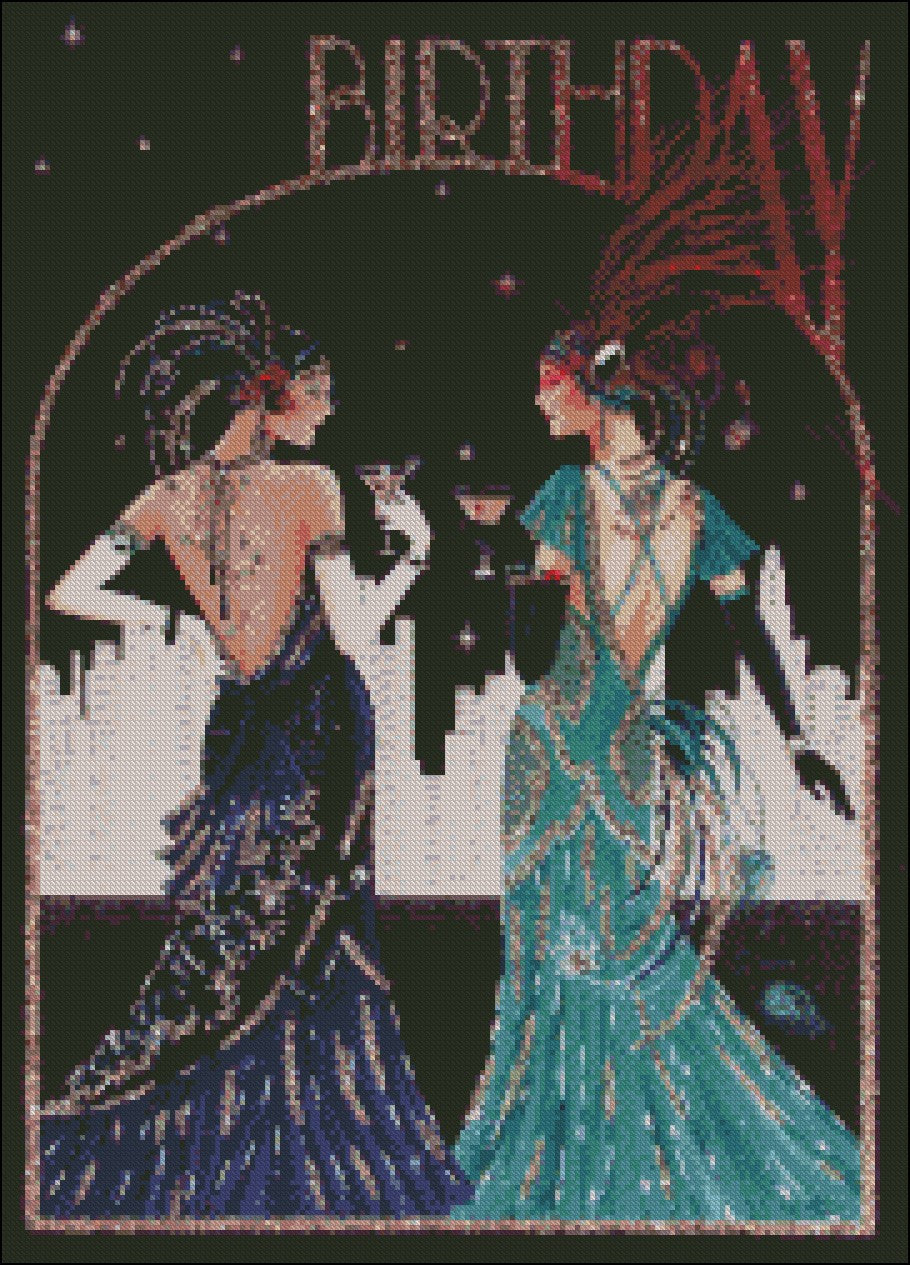 Art Deco Lady 15 - Counted Cross Stitch Patterns Embroidery Crafts Needlework DIY Chart DMC Color