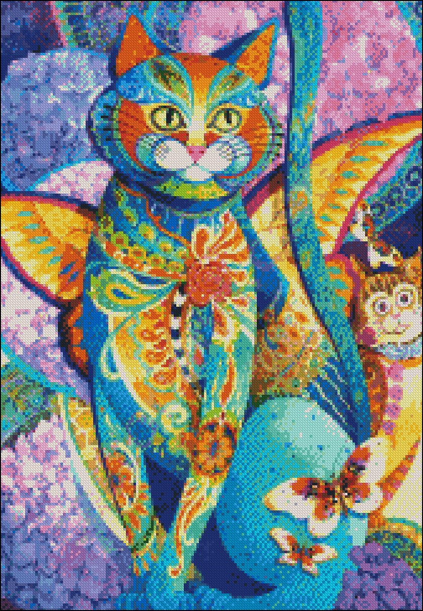 Feline Fiesta - Counted Cross Stitch Patterns Embroidery Crafts Needlework DIY Chart DMC Color