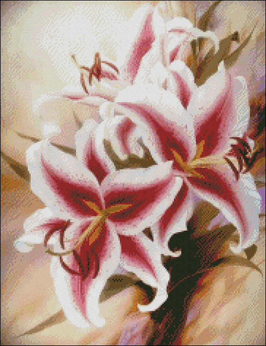 Lilium Tigerwoods - Counted Cross Stitch Patterns Embroidery Crafts Needlework DIY Chart DMC Color