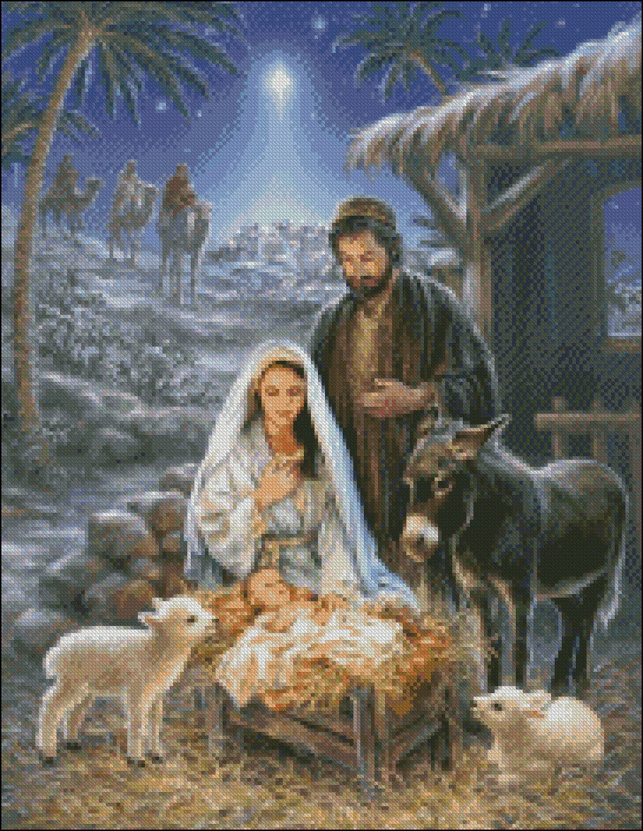 Savior is Born - Counted Cross Stitch Patterns Embroidery Crafts Needlework DIY Chart DMC Color