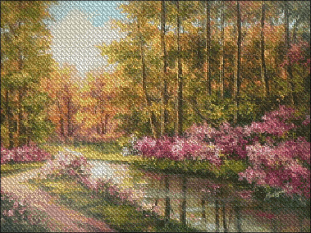 Spring Woods - Counted Cross Stitch Patterns Embroidery Crafts Needlework DIY Chart DMC Color