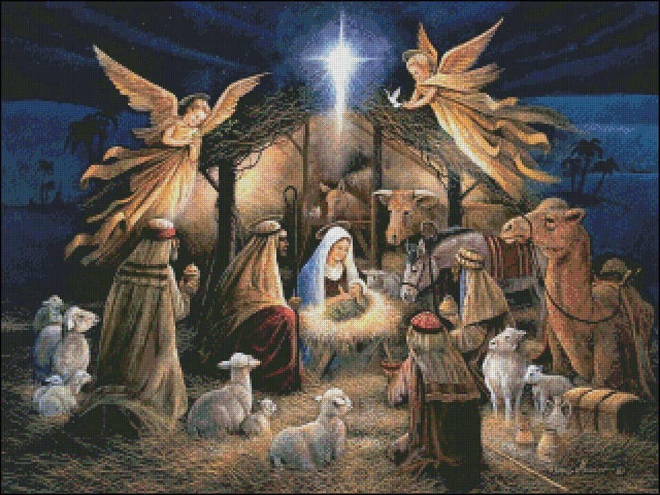 The Nativity - Counted Cross Stitch Patterns Embroidery Crafts Needlework DIY Chart DMC Color