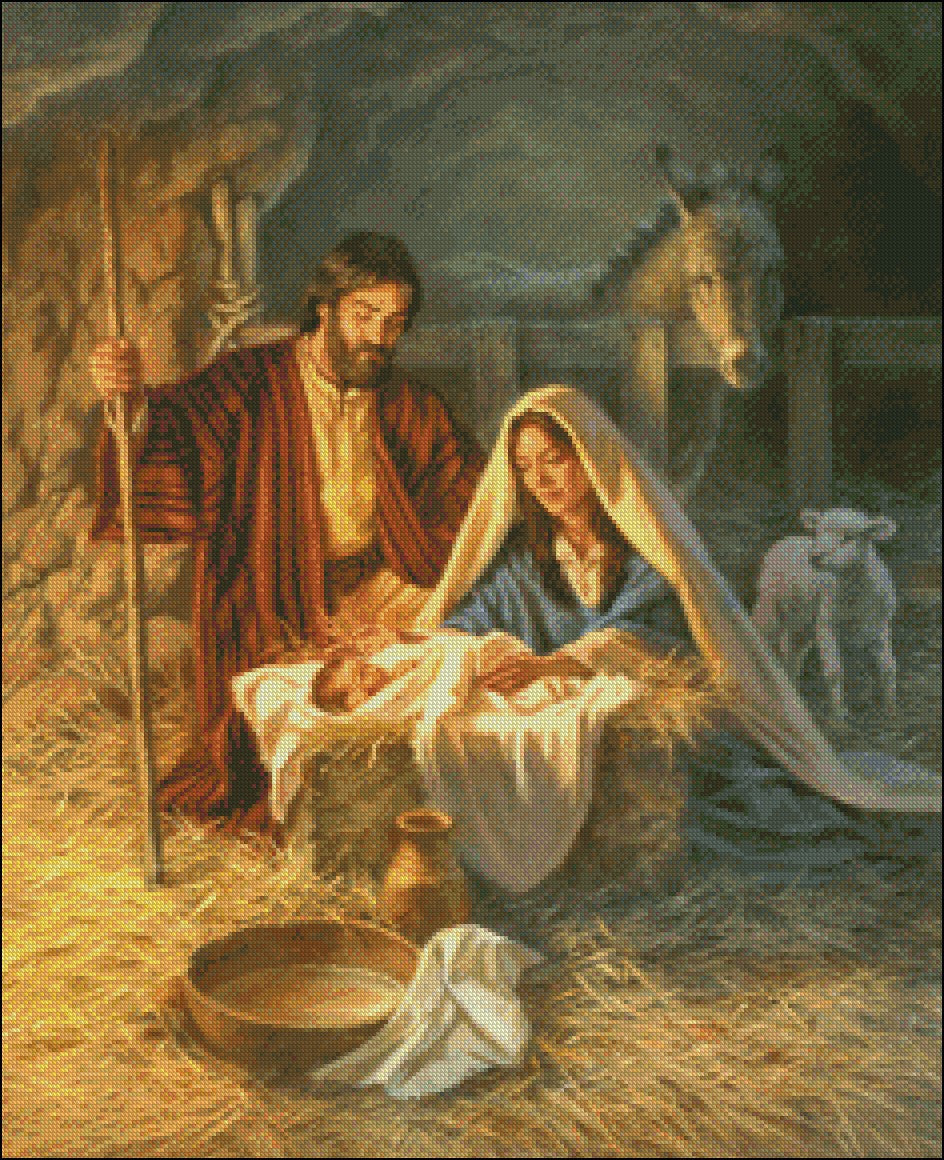 Birth of Jesus - Counted Cross Stitch Patterns Embroidery Crafts Needlework DIY Chart DMC Color