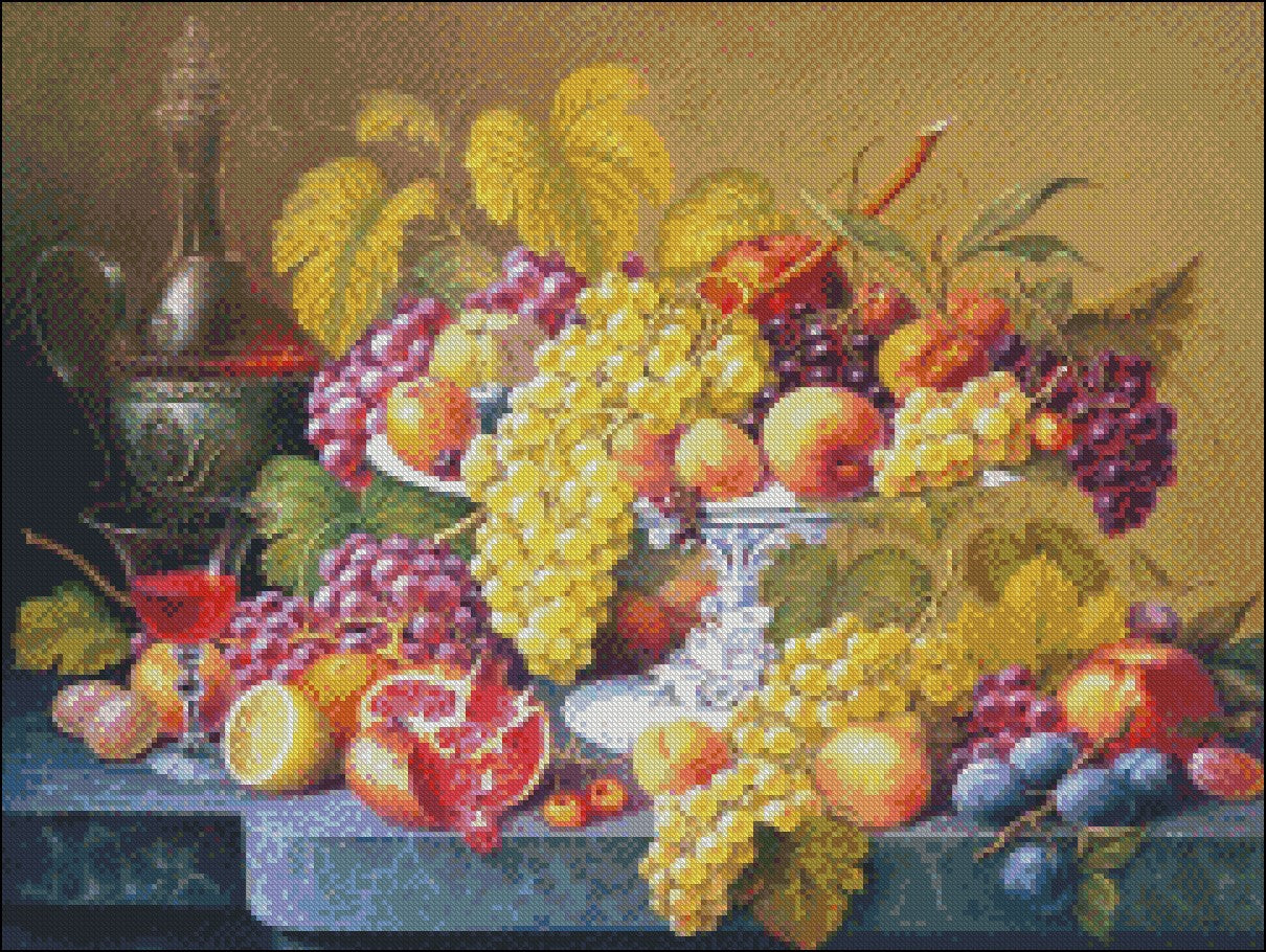 Classic Fruit Still Life - Counted Cross Stitch Patterns Embroidery Crafts Needlework DIY Chart DMC Color