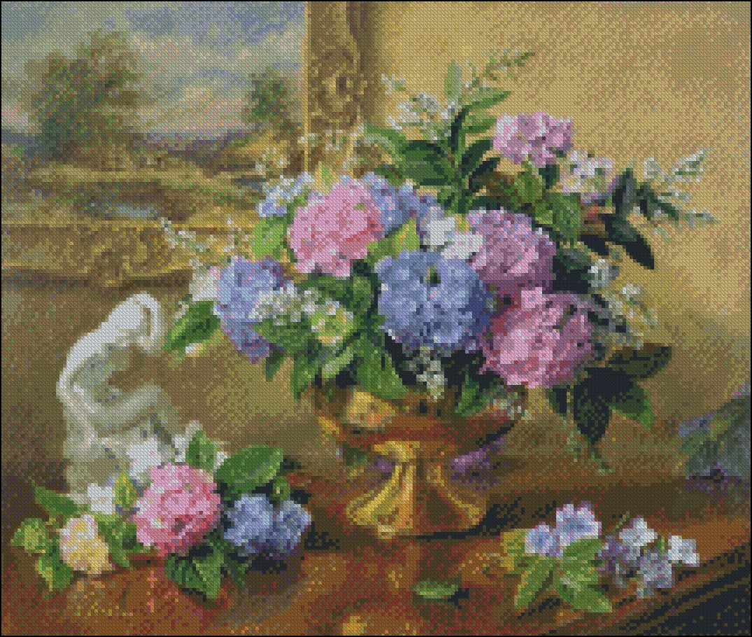 Flowers by Albert Williams 24 - Counted Cross Stitch Patterns Embroidery Crafts Needlework DIY Chart DMC Color