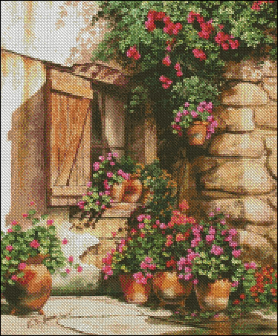 Flowers in Pots - Counted Cross Stitch Patterns Embroidery Crafts Needlework DIY Chart DMC Color